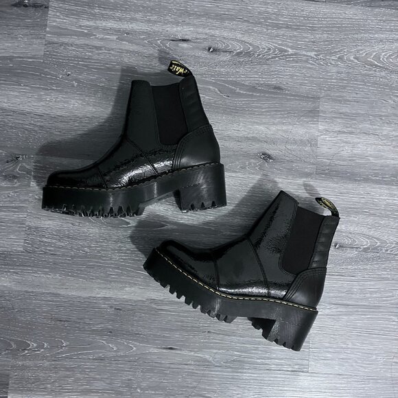 NWT Dr. Martens Rozalie Distressed Patent Heeled Chelsea Boots Sz 7 US - Picture 5 of 12